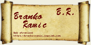 Branko Ramić vizit kartica